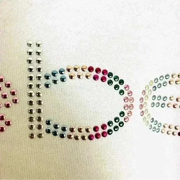 NWT Bebe White Logo Studded Long Sleeve Kangaroo Pocket Cropped Hoodie Size M - Picture 7 of 15